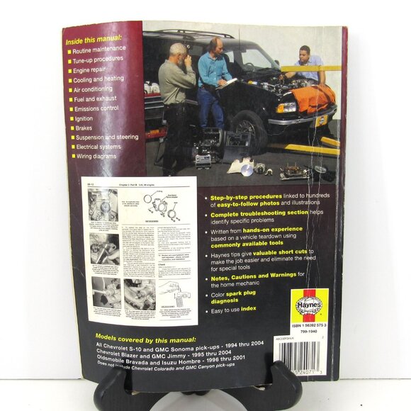 Haynes 24071 Chevrolet S-10 & GMC Sonoma Pick-ups 1994-2004 Repair Manual - Picture 9 of 9